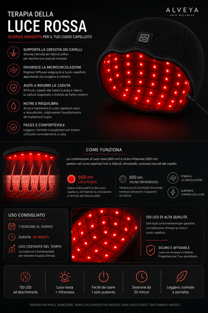 ALVEYA™ | Cappello LED per il Benessere dei Capelli - ALVEYA